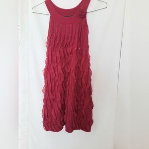 Volume One Kids Girls Red Sequin Ruffles Fancy Dressy Party Holiday Dress Size L